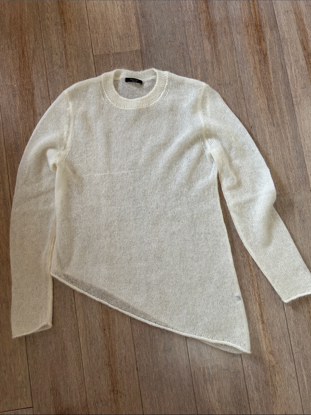 Massimo Dutti Classic Crewneck Women's Sweater in Cream asymmetrical S - Picture 6 of 14